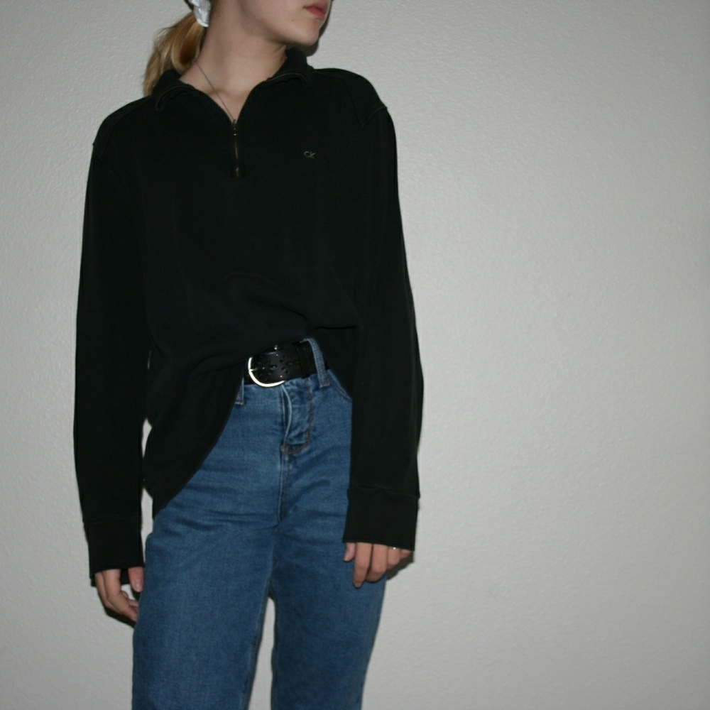 Black Calvin Klein Quarter Zip Pullover Sweater